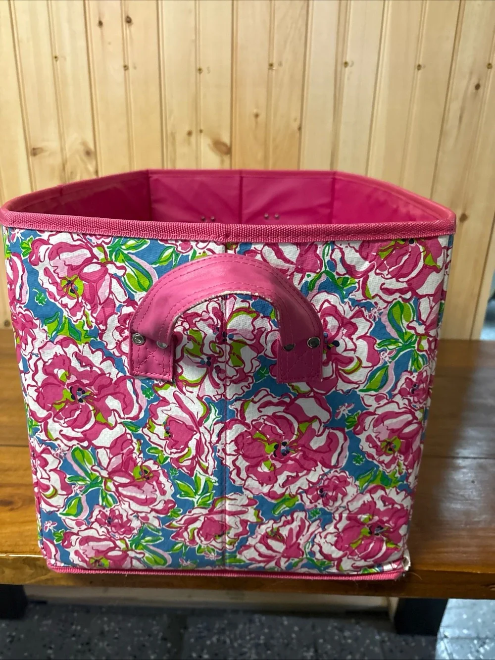 Lilly Pulitzer Pink Floral Storage Bin - Decorative Home Organizer